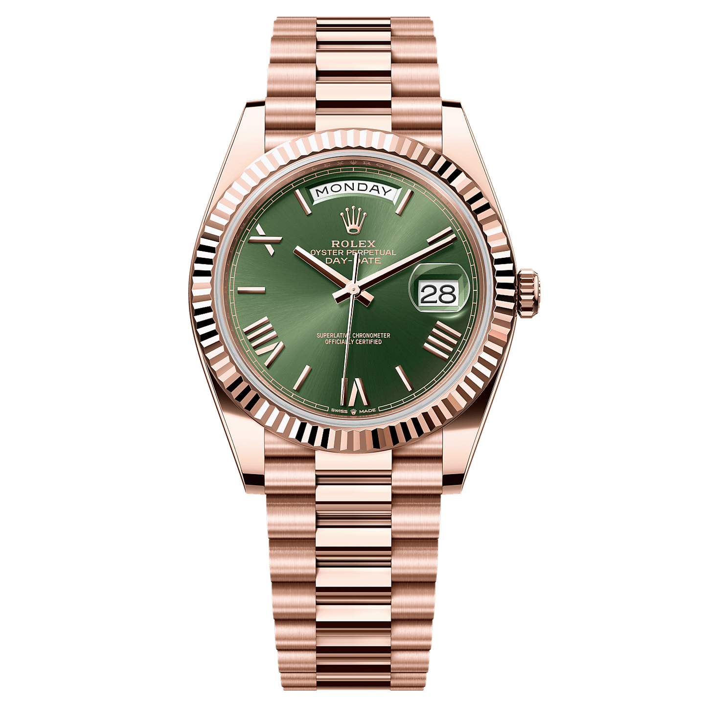 Day-Date Everose Gold – Olive Dial President Type Rolex