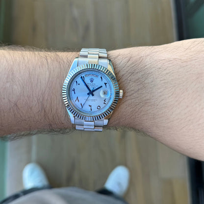 Day-Date Oystersteel – Tiffany Arabic Dial President Type Rolex