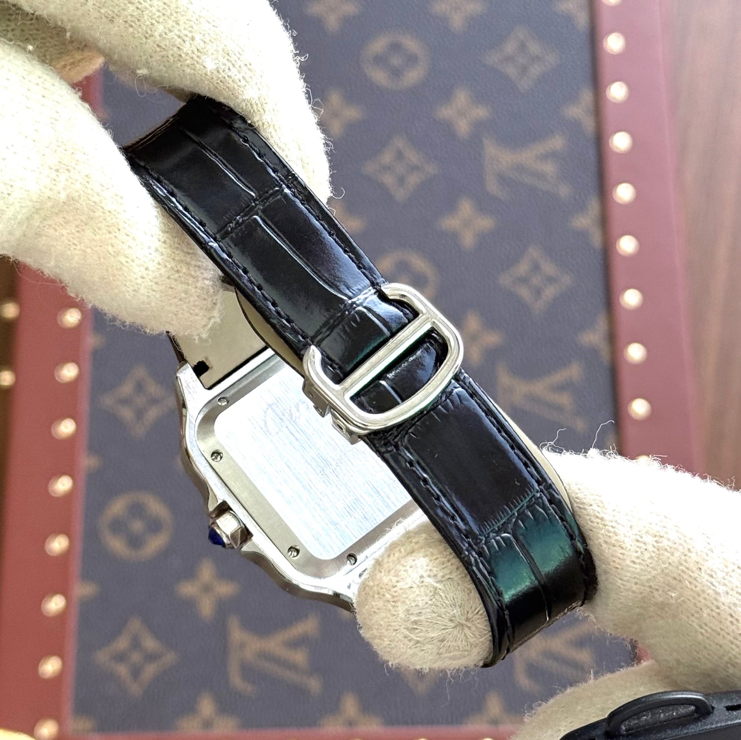Santos Steel – White Dial Leather Strap Santos Type