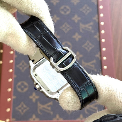 Santos Steel – White Dial Leather Strap Santos Type
