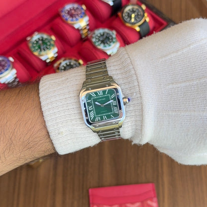 Santos Steel – Green Dial Cartier Type