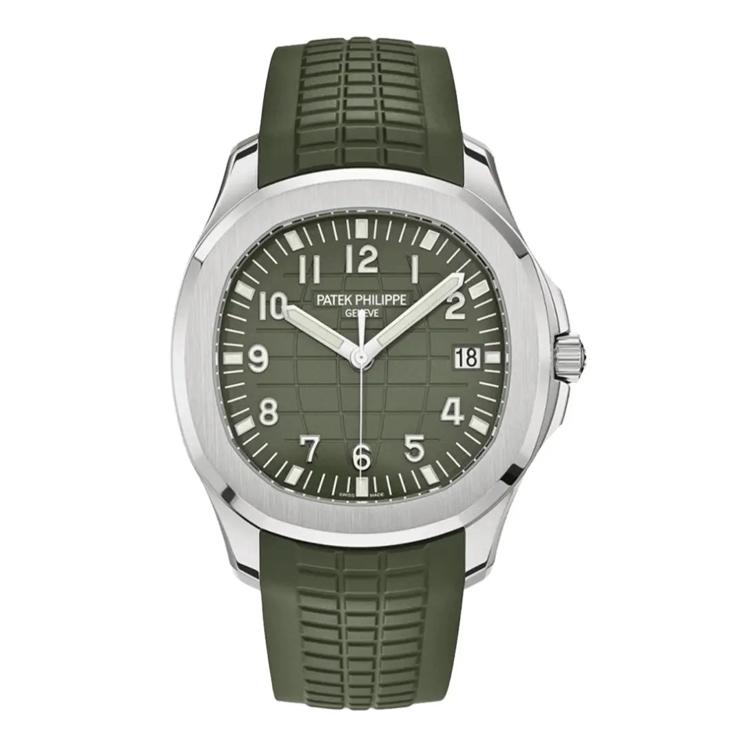 Reloj Aquanaut Steel Green Dial con correa de caucho - Kronos Relojes