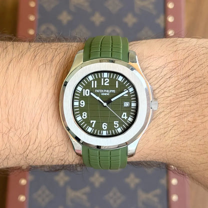 Detalle de bisel y esfera verde Aquanaut Steel Kronos Relojes