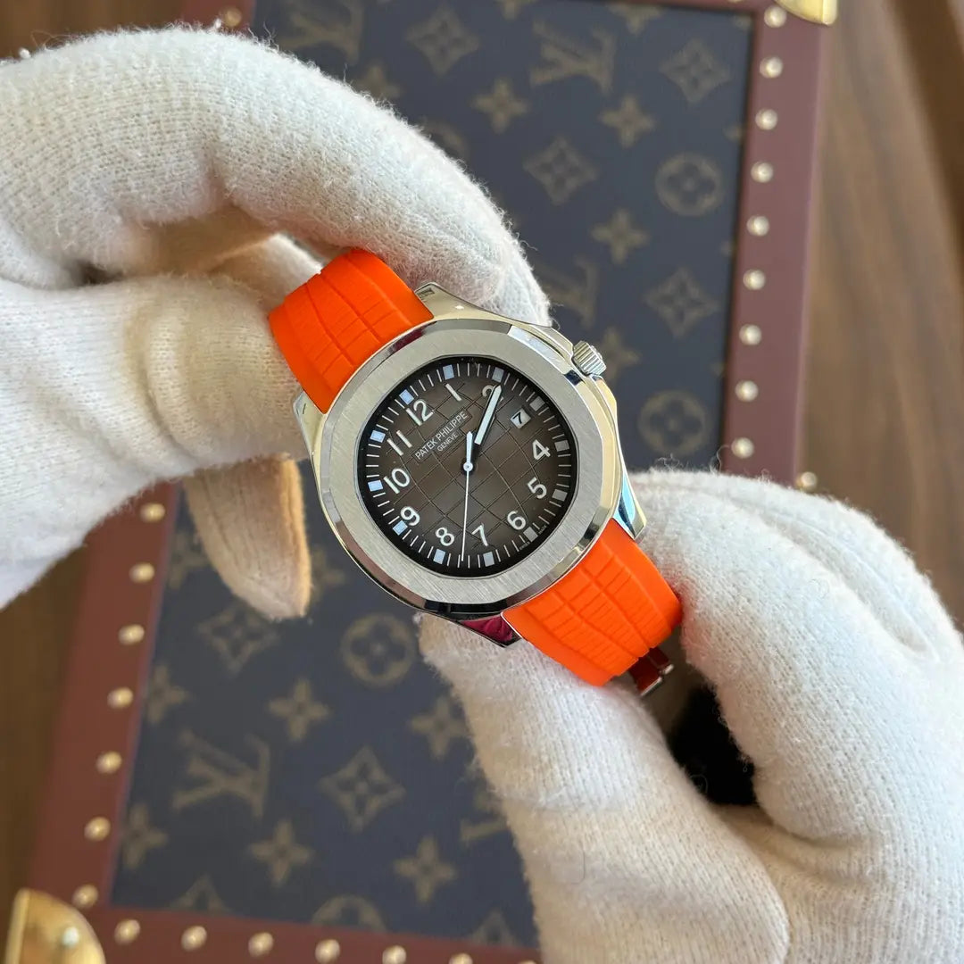 Cronógrafo Aquanaut Steel correa rubber naranja Kronos Relojes detalle esfera