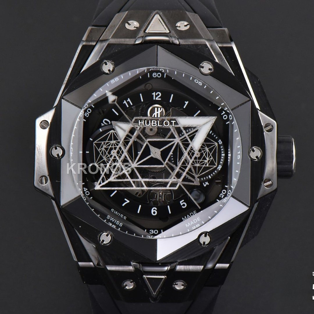 Big Bang Sang Bleu II 45mm Black Ceramic Skeleton Dial Black - Authentic Movement