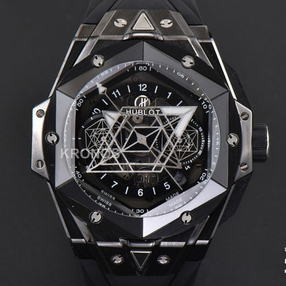 Big Bang Sang Bleu II 45mm Black Ceramic Skeleton Dial Black - Authentic Movement
