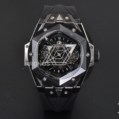 Big Bang Sang Bleu II 45mm Black Ceramic Skeleton Dial Black - Authentic Movement