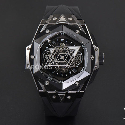 Big Bang Sang Bleu II 45mm Black Ceramic Skeleton Dial Black - Authentic Movement