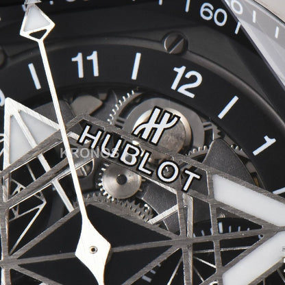 Big Bang Sang Bleu II 45mm Black Ceramic Skeleton Dial Black - Authentic Movement