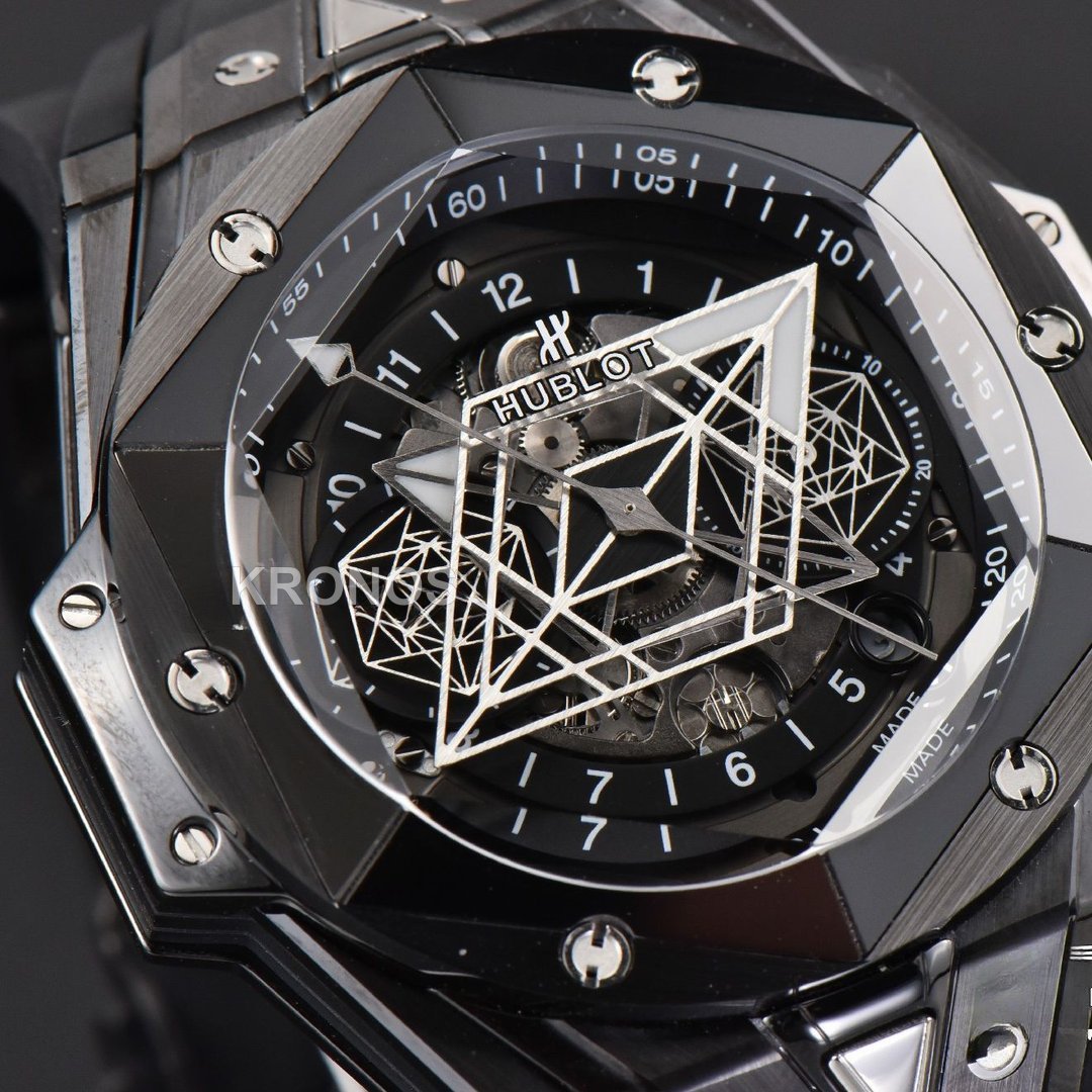 Big Bang Sang Bleu II 45mm Black Ceramic Skeleton Dial Black - Authentic Movement