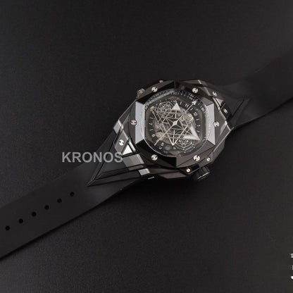 Big Bang Sang Bleu II 45mm Black Ceramic Skeleton Dial Black - Authentic Movement