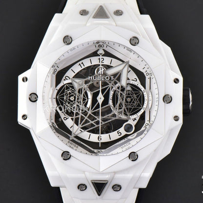 Big Bang Sang Bleu II 45mm White Ceramic Skeleton Dial White A1240 - Authentic Movement