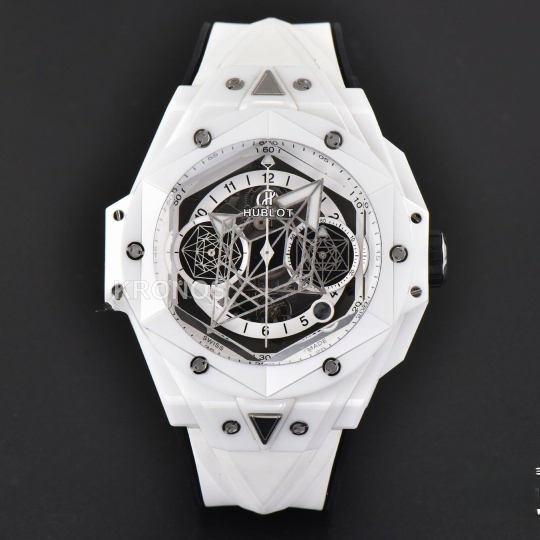 Big Bang Sang Bleu II 45mm White Ceramic Skeleton Dial White A1240 - Authentic Movement
