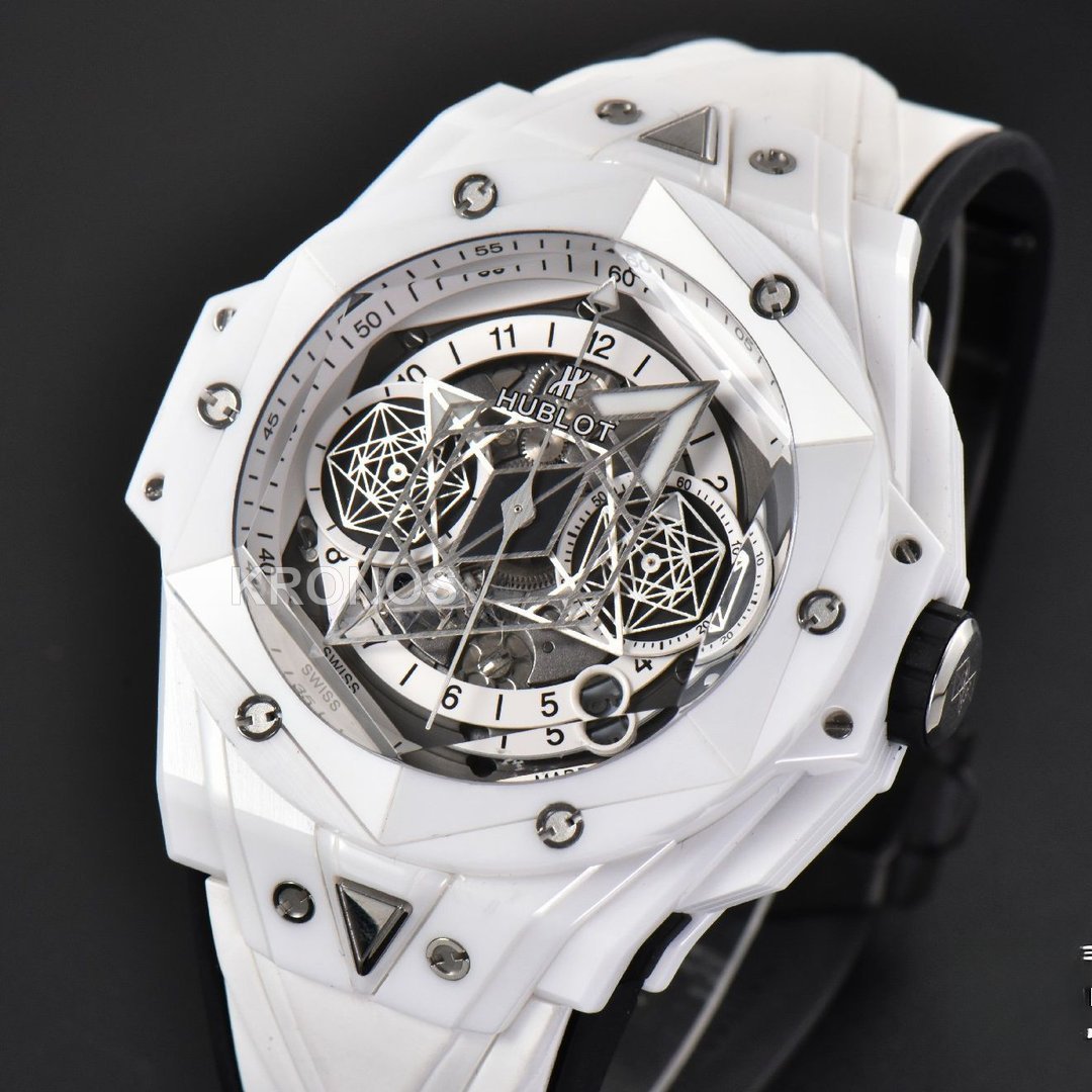 Big Bang Sang Bleu II 45mm White Ceramic Skeleton Dial White A1240 - Authentic Movement