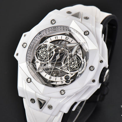 Big Bang Sang Bleu II 45mm White Ceramic Skeleton Dial White A1240 - Authentic Movement