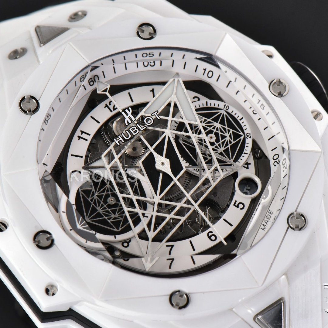 Big Bang Sang Bleu II 45mm White Ceramic Skeleton Dial White A1240 - Authentic Movement