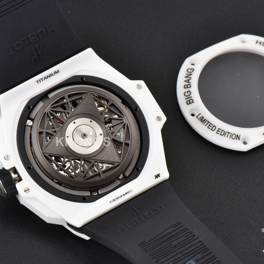 Big Bang Sang Bleu II 45mm White Ceramic Skeleton Dial White A1240 - Authentic Movement