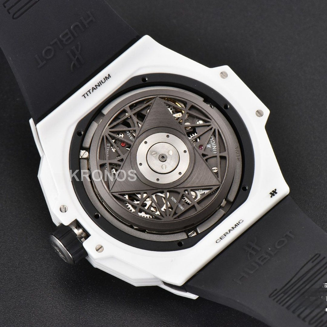Big Bang Sang Bleu II 45mm White Ceramic Skeleton Dial White A1240 - Authentic Movement