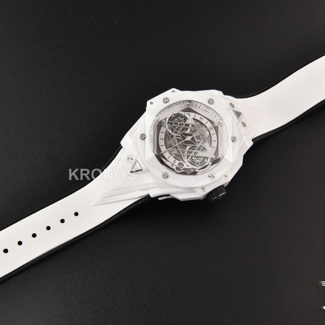 Big Bang Sang Bleu II 45mm White Ceramic Skeleton Dial White A1240 - Authentic Movement