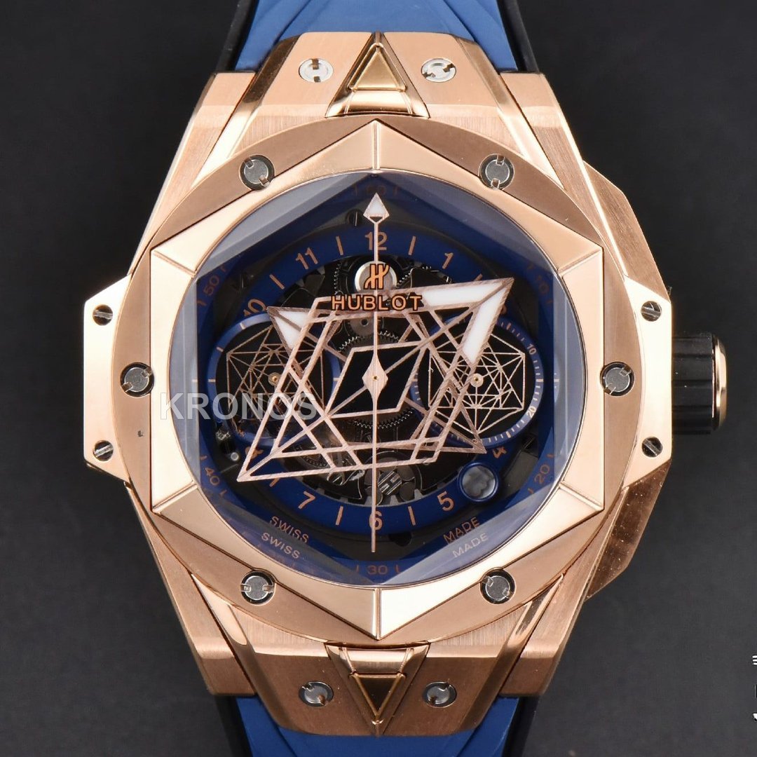 Big Bang Sang Bleu II Chrono 45mm Blue Skeleton Dial Blue Hub1240 - Authentic Movement