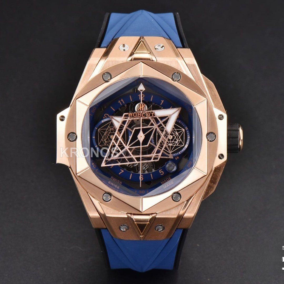 Big Bang Sang Bleu II Chrono 45mm Blue Skeleton Dial Blue Hub1240 - Authentic Movement