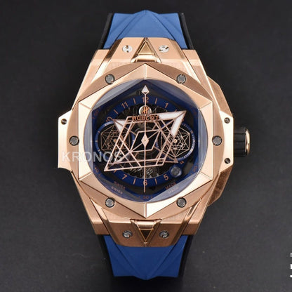 Big Bang Sang Bleu II Chrono 45mm Blue Skeleton Dial Blue Hub1240 - Authentic Movement