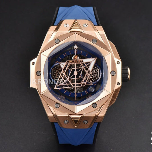 Big Bang Sang Bleu II Chrono 45mm Blue Skeleton Dial Blue Hub1240 - Authentic Movement