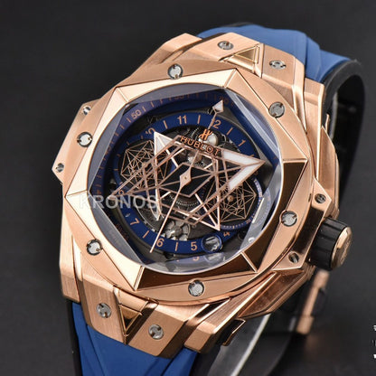 Big Bang Sang Bleu II Chrono 45mm Blue Skeleton Dial Blue Hub1240 - Authentic Movement