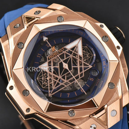 Big Bang Sang Bleu II Chrono 45mm Blue Skeleton Dial Blue Hub1240 - Authentic Movement