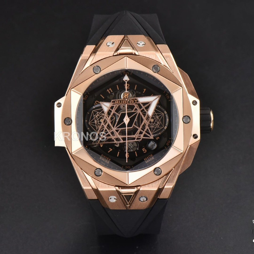 Big Bang Sang Bleu II Chrono 45mm Black Skeleton Dial Black Hub1240 - Authentic Movement
