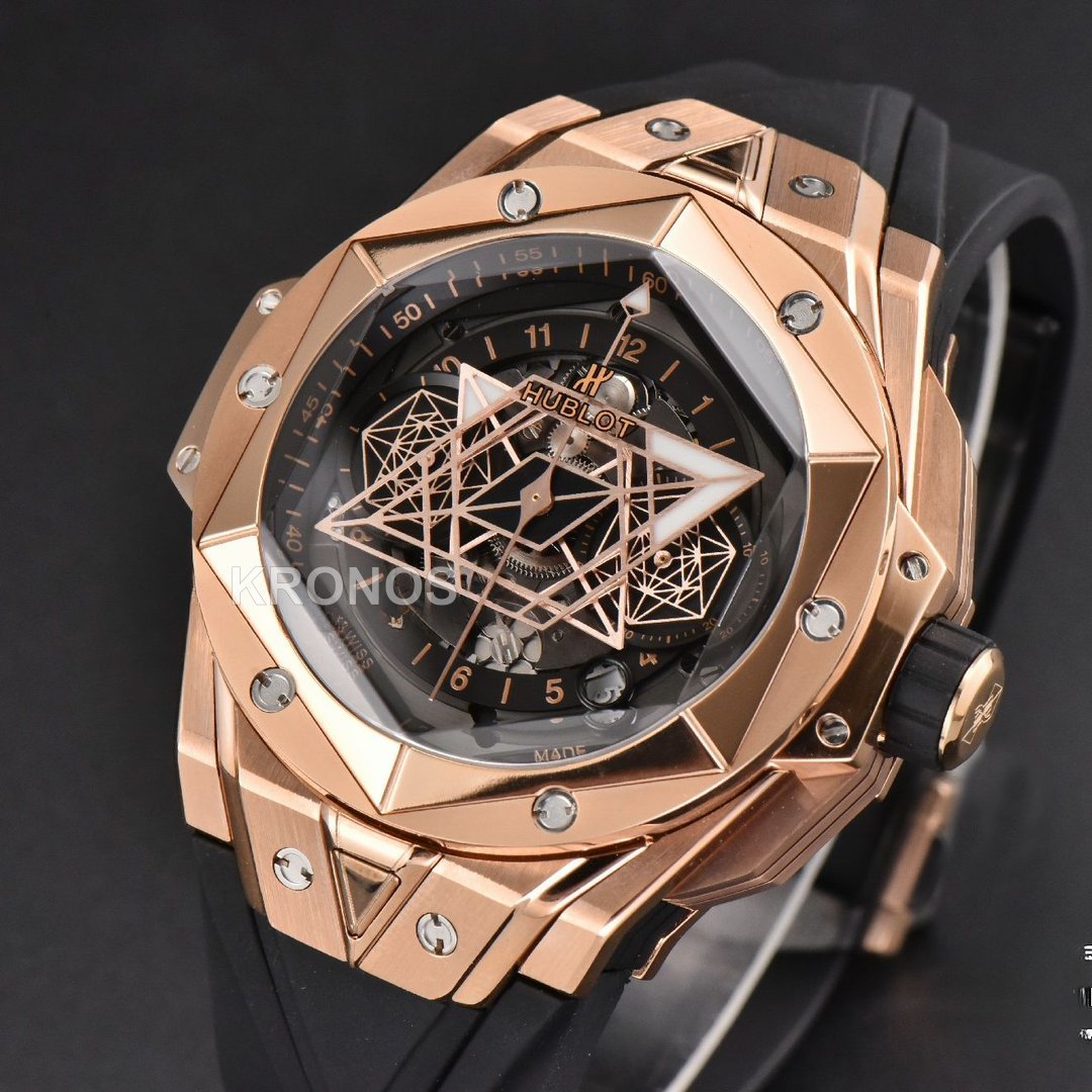 Big Bang Sang Bleu II Chrono 45mm Black Skeleton Dial Black Hub1240 - Authentic Movement
