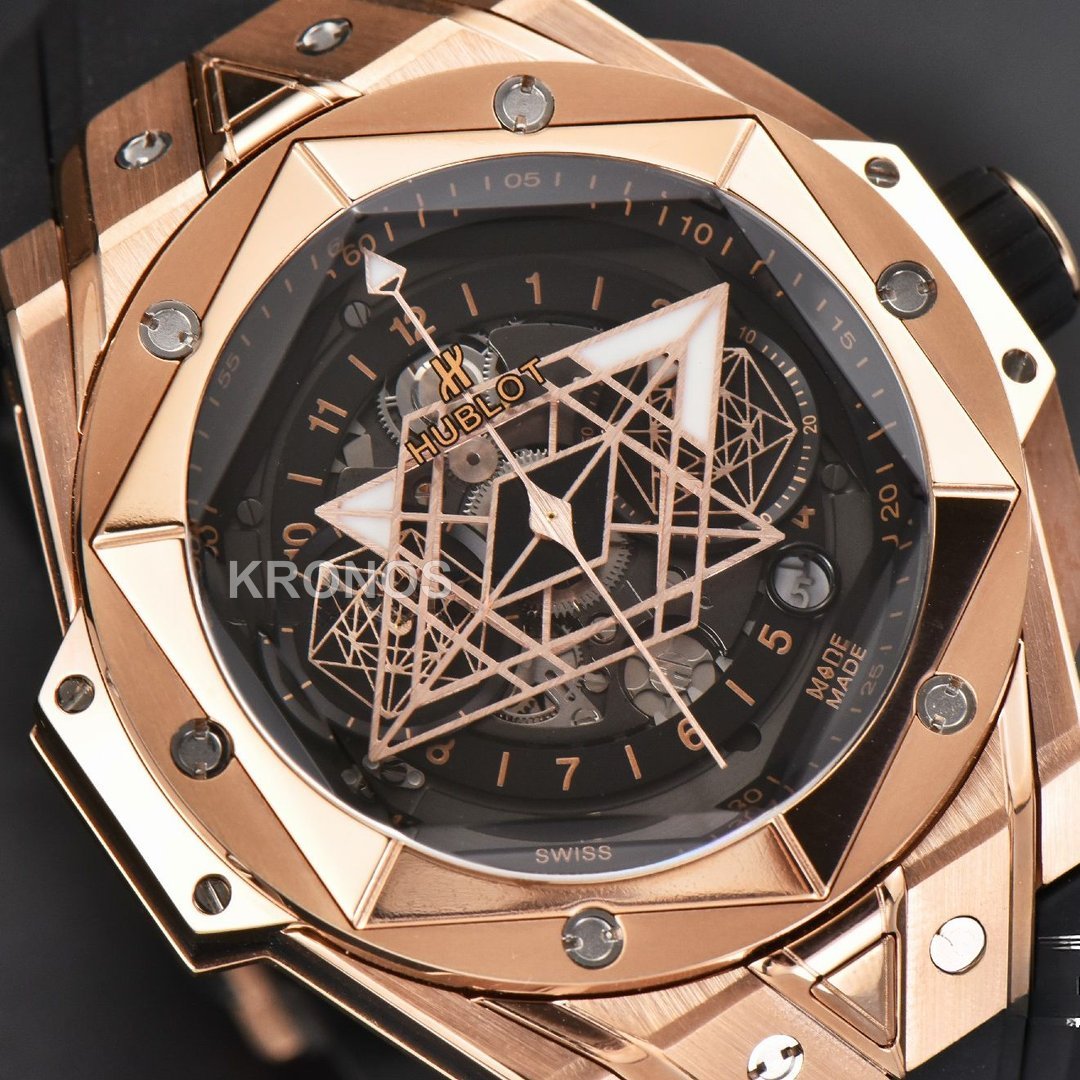 Big Bang Sang Bleu II Chrono 45mm Black Skeleton Dial Black Hub1240 - Authentic Movement