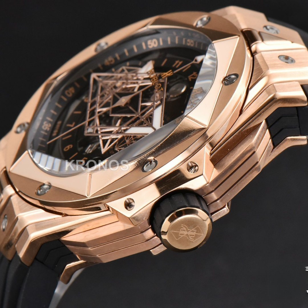 Big Bang Sang Bleu II Chrono 45mm Black Skeleton Dial Black Hub1240 - Authentic Movement