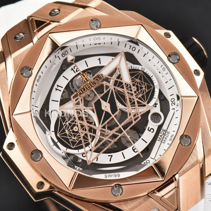 Big Bang Sang Bleu II Chrono 45mm White Skeleton Dial White Hub1240 - Authentic Movement