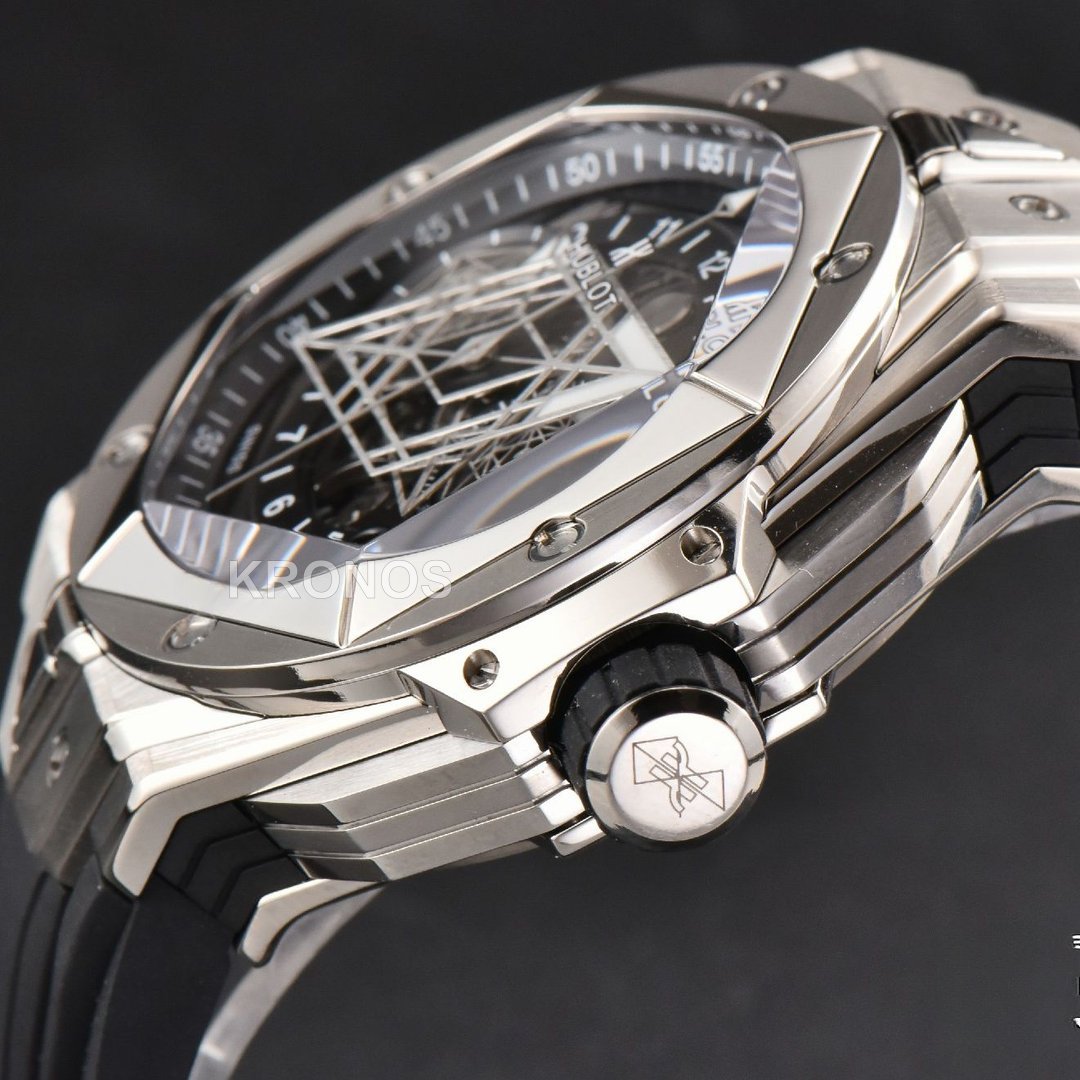 Big Bang Sang Bleu II Chrono 45mm Black Skeleton Dial Black Hub1240 - Authentic Movement