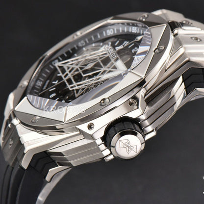 Big Bang Sang Bleu II Chrono 45mm Black Skeleton Dial Black Hub1240 - Authentic Movement