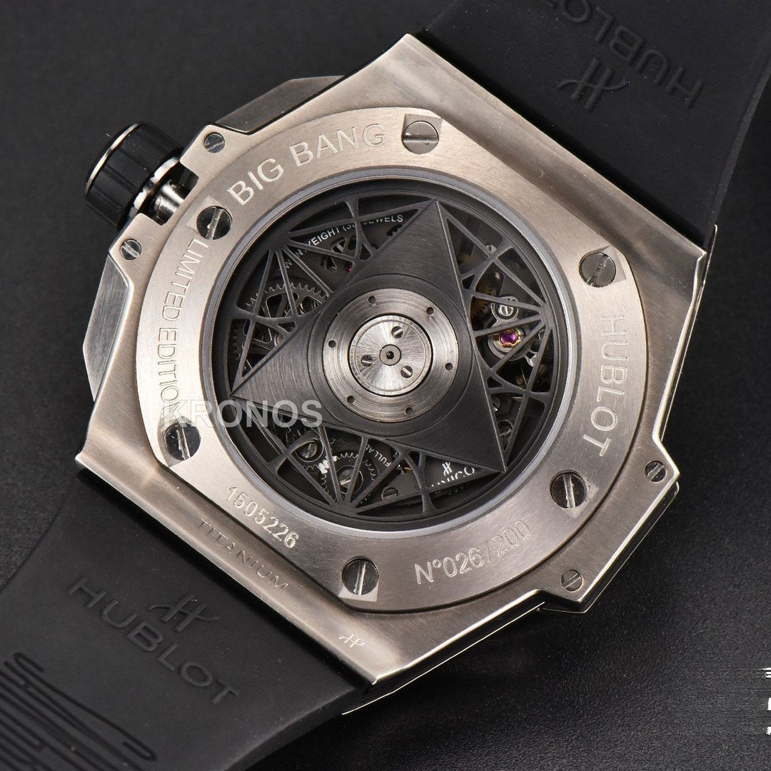 Big Bang Sang Bleu II Chrono 45mm Black Skeleton Dial Black Hub1240 - Authentic Movement