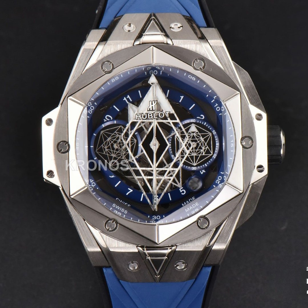 Big Bang Sang Bleu II Chrono 45mm Blue Skeleton Dial Blue Hub1240 - Authentic Movement