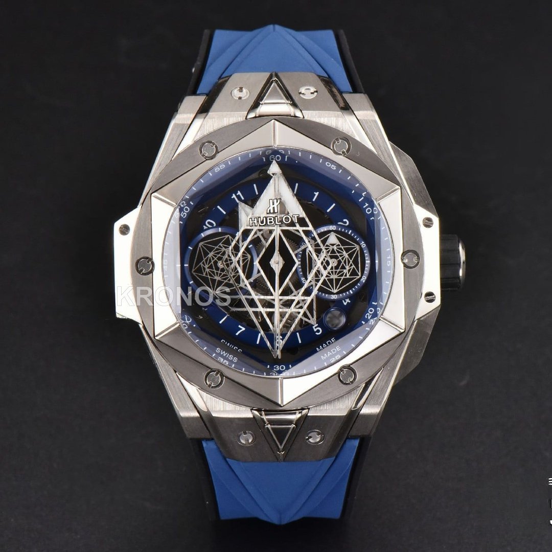 Big Bang Sang Bleu II Chrono 45mm Blue Skeleton Dial Blue Hub1240 - Authentic Movement