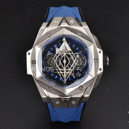 Big Bang Sang Bleu II Chrono 45mm Blue Skeleton Dial Blue Hub1240 - Authentic Movement