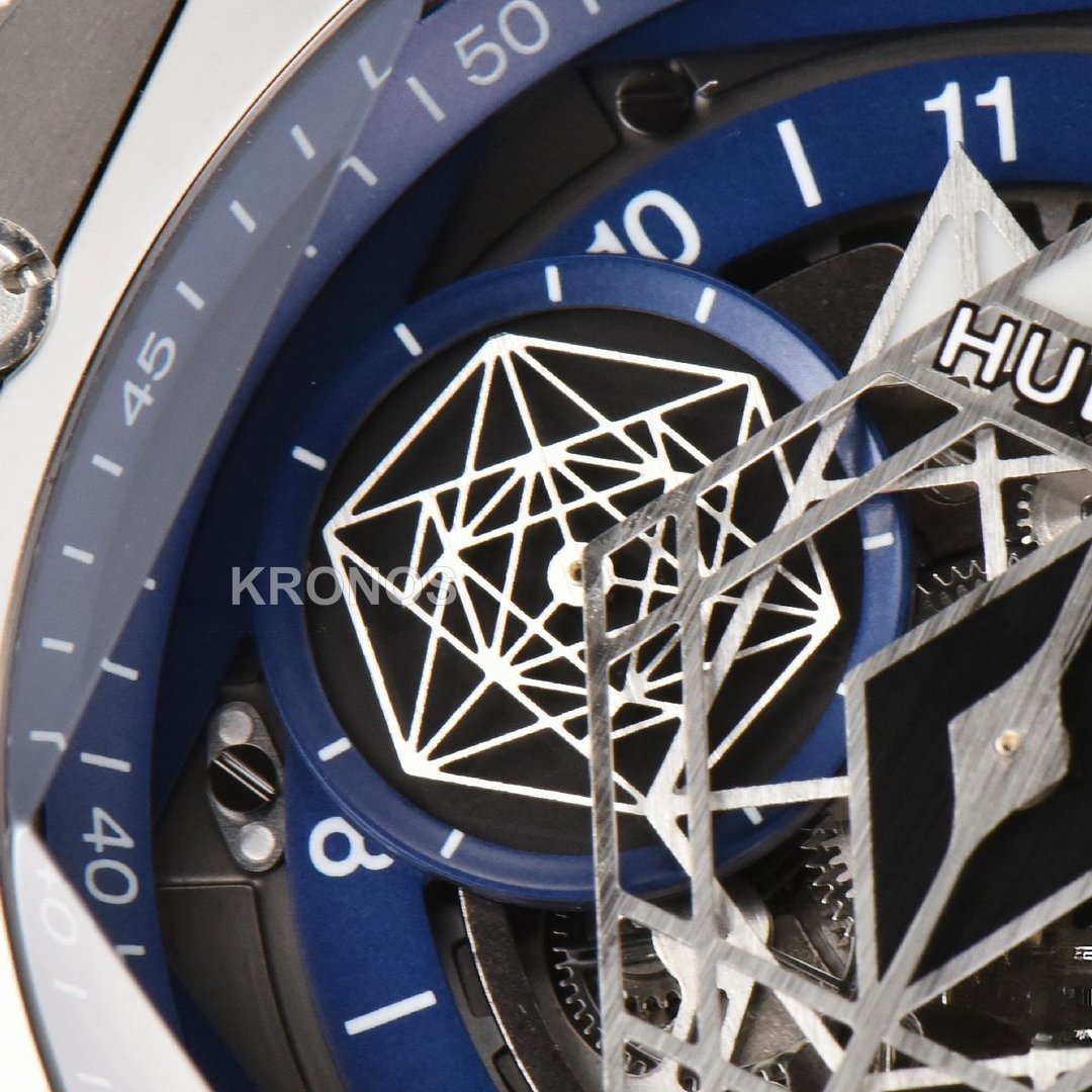 Big Bang Sang Bleu II Chrono 45mm Blue Skeleton Dial Blue Hub1240 - Authentic Movement