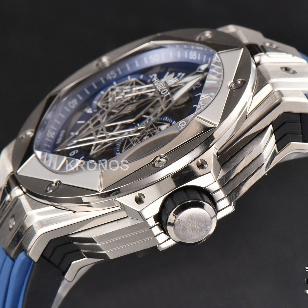 Big Bang Sang Bleu II Chrono 45mm Blue Skeleton Dial Blue Hub1240 - Authentic Movement