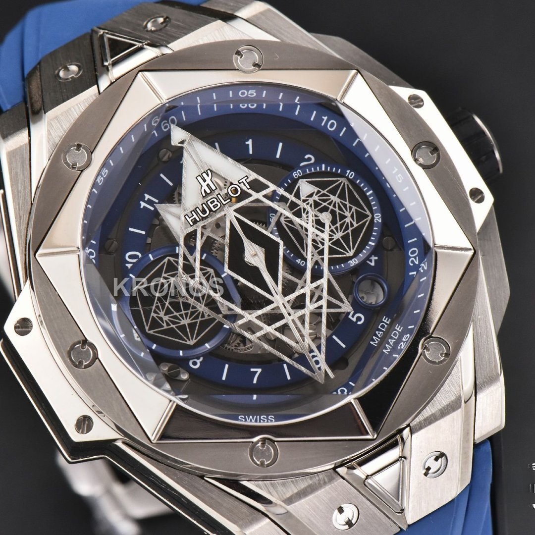 Big Bang Sang Bleu II Chrono 45mm Blue Skeleton Dial Blue Hub1240 - Authentic Movement