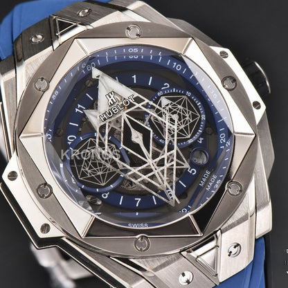 Big Bang Sang Bleu II Chrono 45mm Blue Skeleton Dial Blue Hub1240 - Authentic Movement