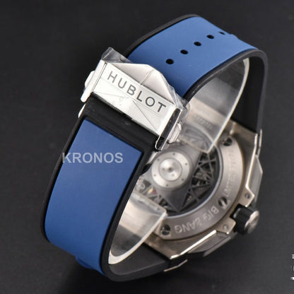 Big Bang Sang Bleu II Chrono 45mm Blue Skeleton Dial Blue Hub1240 - Authentic Movement