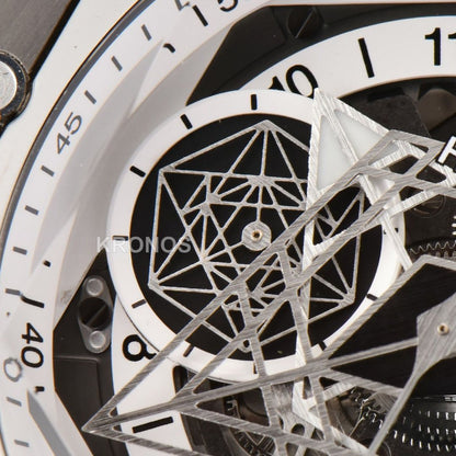 Big Bang Sang Bleu II Chrono 45mm White Skeleton Dial White Hub1240 - Authentic Movement