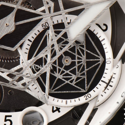 Big Bang Sang Bleu II Chrono 45mm White Skeleton Dial White Hub1240 - Authentic Movement
