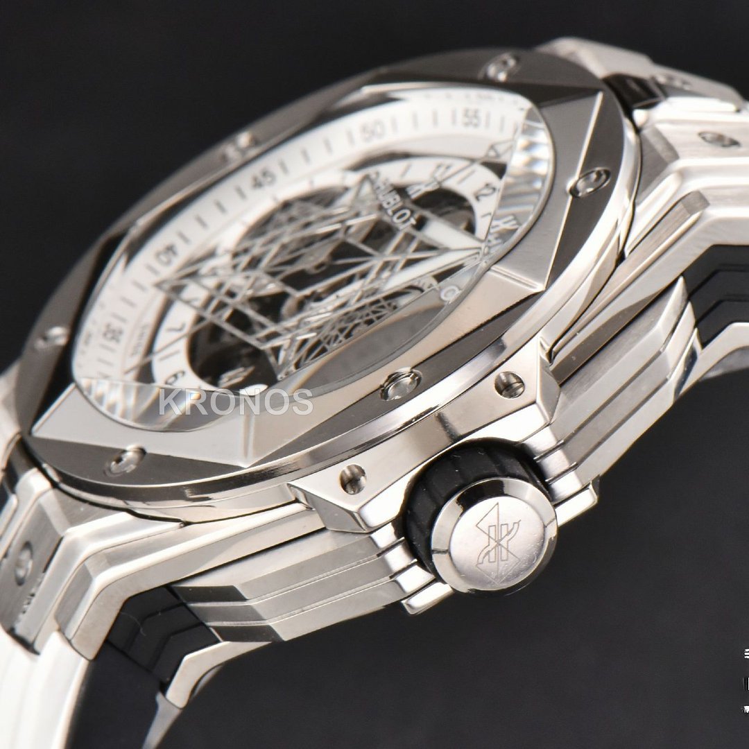 Big Bang Sang Bleu II Chrono 45mm White Skeleton Dial White Hub1240 - Authentic Movement
