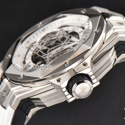 Big Bang Sang Bleu II Chrono 45mm White Skeleton Dial White Hub1240 - Authentic Movement