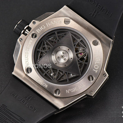 Big Bang Sang Bleu II Chrono 45mm White Skeleton Dial White Hub1240 - Authentic Movement